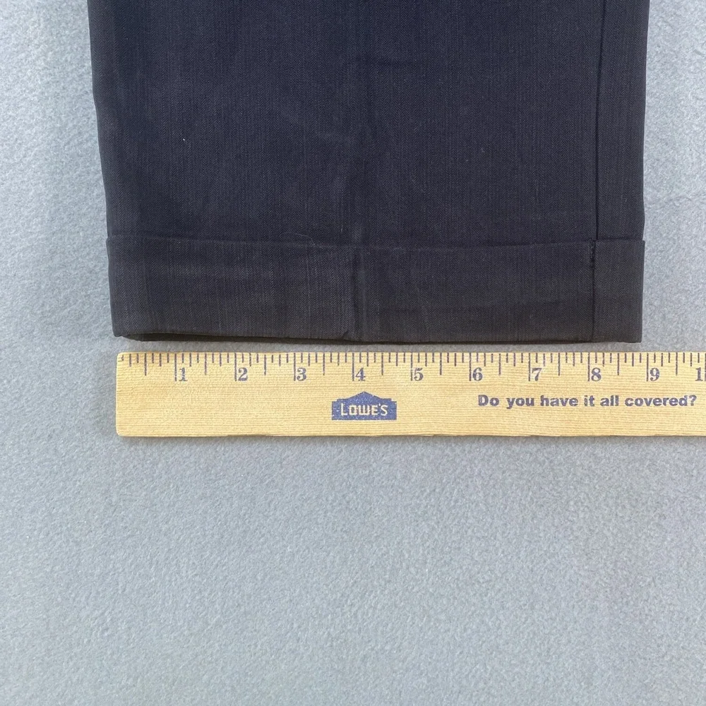 Tommy Bahama Mens Dress Pants Black Silk Blend Cuffed‎ Hem Pleated Front 35x32